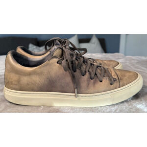 John Varvatos Collection Reed 315 Low Top Brown Leather Sneakers Shoes Size 8